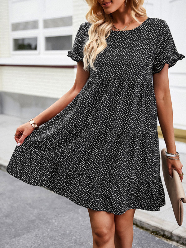 Relaxed Loose Resort Print Layered Dress - Stormyjay