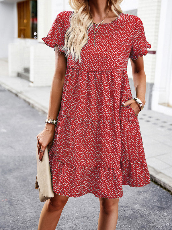 Relaxed Loose Resort Print Layered Dress - Stormyjay