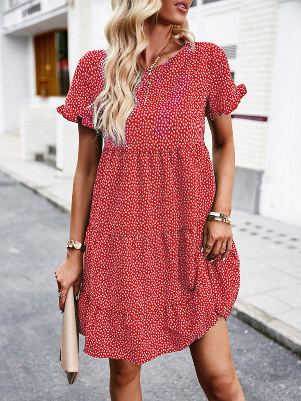 Relaxed Loose Resort Print Layered Dress - Stormyjay