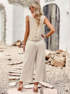 Suit elegant sleeveless top cropped pants ladies two-piece set - Stormyjay