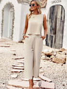 Suit elegant sleeveless top cropped pants ladies two-piece set - Stormyjay