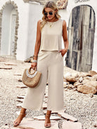 Suit elegant sleeveless top cropped pants ladies two-piece set - Stormyjay