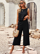 Suit elegant sleeveless top cropped pants ladies two-piece set - Stormyjay