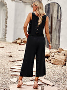 Suit elegant sleeveless top cropped pants ladies two-piece set - Stormyjay