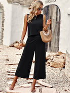 Suit elegant sleeveless top cropped pants ladies two-piece set - Stormyjay