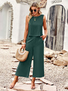 Suit elegant sleeveless top cropped pants ladies two-piece set - Stormyjay