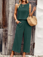 Suit elegant sleeveless top cropped pants ladies two-piece set - Stormyjay