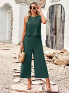 Suit elegant sleeveless top cropped pants ladies two-piece set - Stormyjay