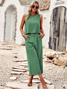 Suit elegant sleeveless top cropped pants ladies two-piece set - Stormyjay