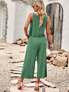 Suit elegant sleeveless top cropped pants ladies two-piece set - Stormyjay