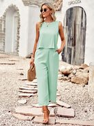 Suit elegant sleeveless top cropped pants ladies two-piece set - Stormyjay