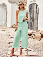 Suit elegant sleeveless top cropped pants ladies two-piece set - Stormyjay