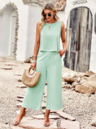 Suit elegant sleeveless top cropped pants ladies two-piece set - Stormyjay