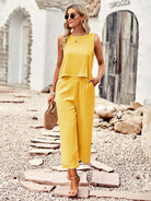 Suit elegant sleeveless top cropped pants ladies two-piece set - Stormyjay