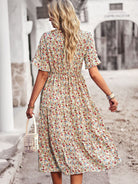 Elegant V-neck short-sleeved holiday dress - Stormyjay