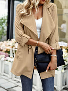 Women's fashion lapel drawstring trench coat - Stormyjay