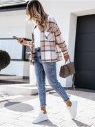 Women's autumn and winter long-sleeved loose wool plaid shirt coat - Stormyjay