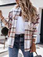 Women's autumn and winter long-sleeved loose wool plaid shirt coat - Stormyjay