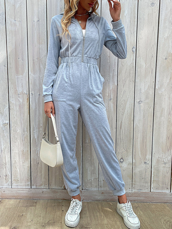 New women's solid color workwear casual jumpsuit - Stormyjay