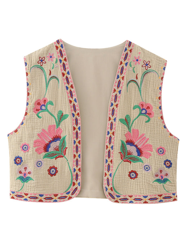 New Ladies Fashion Embroidered Cardigan Vest Vest - Stormyjay