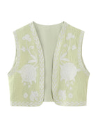 New Ladies Fashion Embroidered Cardigan Vest Vest - Stormyjay