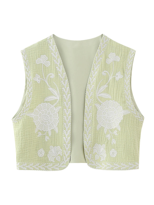 New Ladies Fashion Embroidered Cardigan Vest Vest - Stormyjay