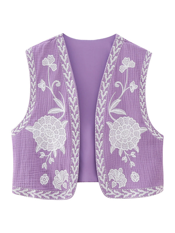 New Ladies Fashion Embroidered Cardigan Vest Vest - Stormyjay