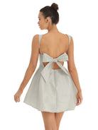 Square Neck Neck Waist Bow Knot Sling Swing Dress - Stormyjay