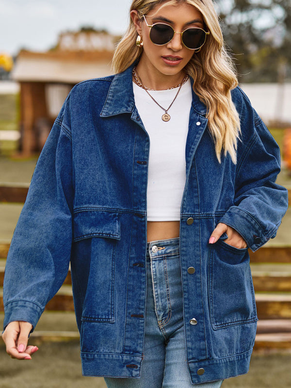 New all-match slim retro classic loose denim casual jacket top - Stormyjay