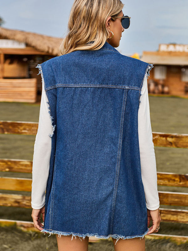 New denim vest vest summer fashion trend denim sleeveless vest - Stormyjay