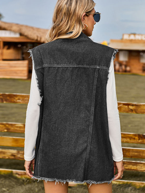 New denim vest vest summer fashion trend denim sleeveless vest - Stormyjay