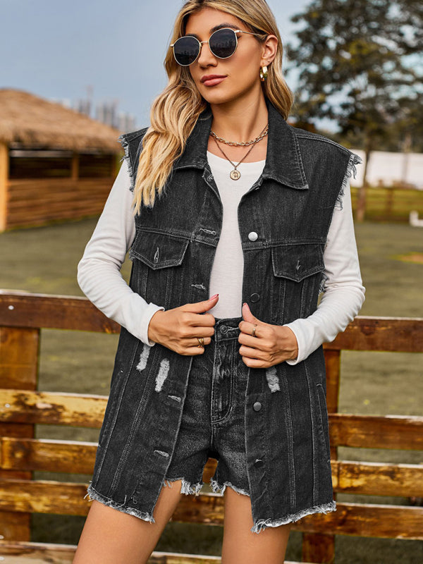 New denim vest vest summer fashion trend denim sleeveless vest - Stormyjay