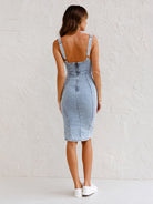 Short-sleeved U-neck suspenders distressed casual denim dress - Stormyjay