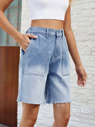 Women's new style washed casual gradient denim shorts - Stormyjay