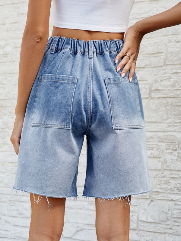 Women's new style washed casual gradient denim shorts - Stormyjay