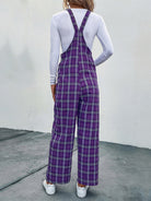 Women's casual plaid overalls jumpsuit - Stormyjay