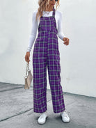 Women's casual plaid overalls jumpsuit - Stormyjay