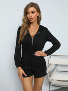 New black hooded long sleeve jumpsuit - Stormyjay