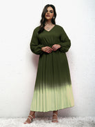 New plus size women's temperament gradient pleated dress - Stormyjay