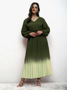 New plus size women's temperament gradient pleated dress - Stormyjay