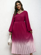 New plus size women's temperament gradient pleated dress - Stormyjay