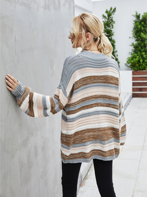 Pullover plus size women's sweater knitted patchwork sweater - Stormyjay