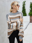 Pullover plus size women's sweater knitted patchwork sweater - Stormyjay