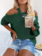 Women's plus size sexy off-shoulder sweater knitted sweater - Stormyjay