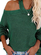 Women's plus size sexy off-shoulder sweater knitted sweater - Stormyjay