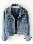 Women's heavy beaded loose denim jacket - Stormyjay