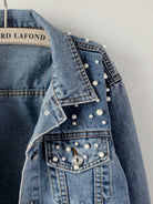 Women's heavy beaded loose denim jacket - Stormyjay