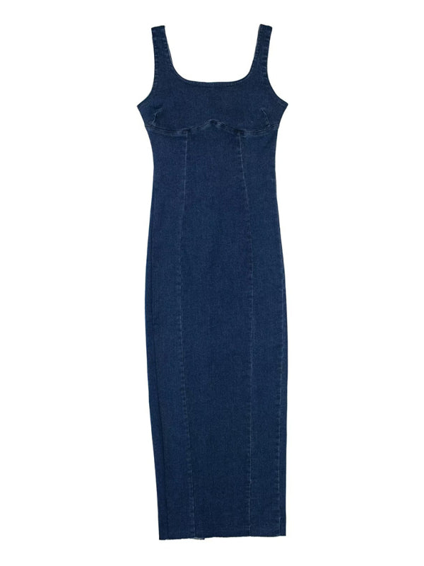 Women's elegant suspender denim long dress - Stormyjay