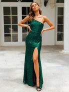 Female sequin slit sexy wedding evening dress - Stormyjay