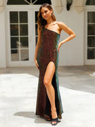 Female sequin slit sexy wedding evening dress - Stormyjay